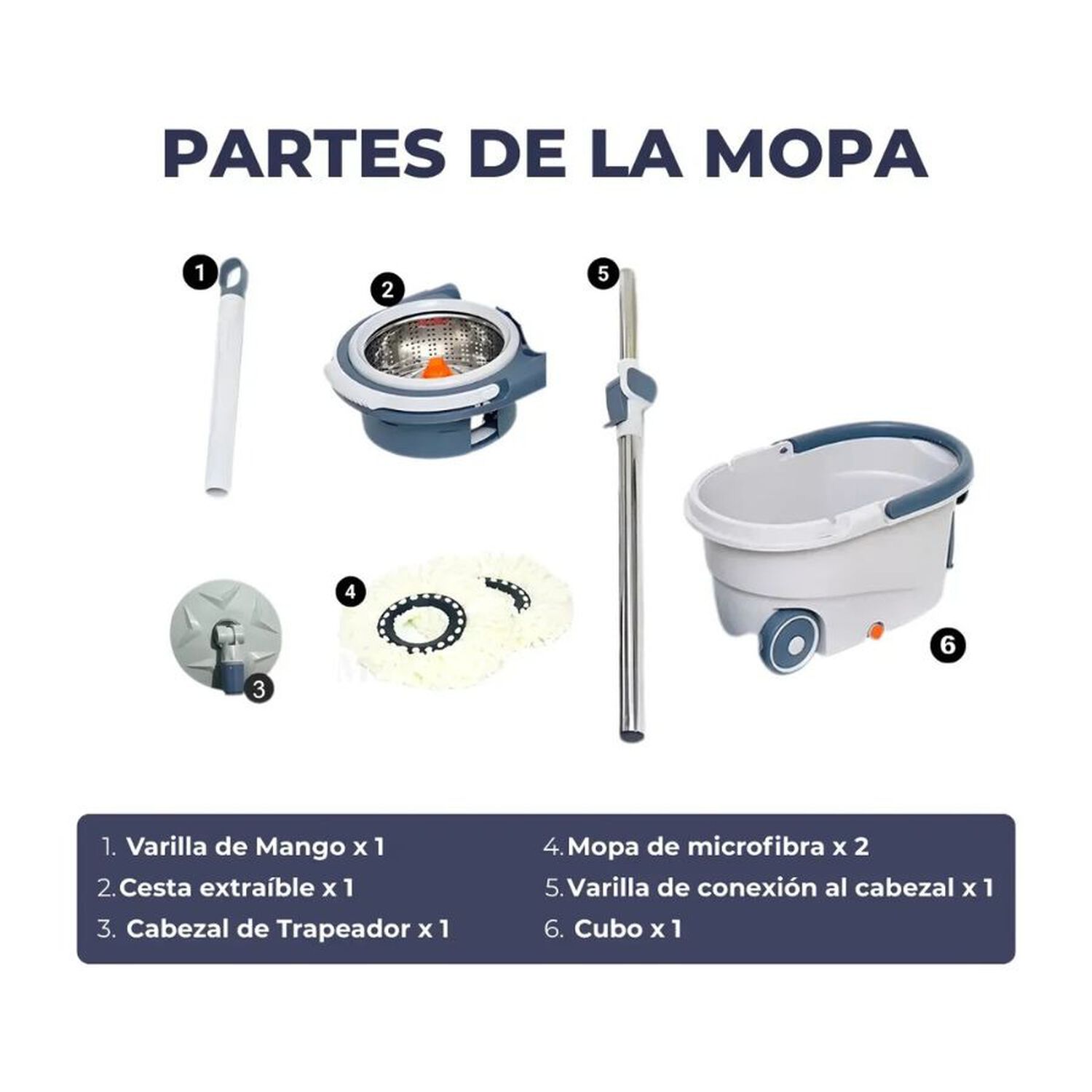 Mopa Giratoria 360 Con Balde Centrifugador Ruedas Maestro image number 3.0