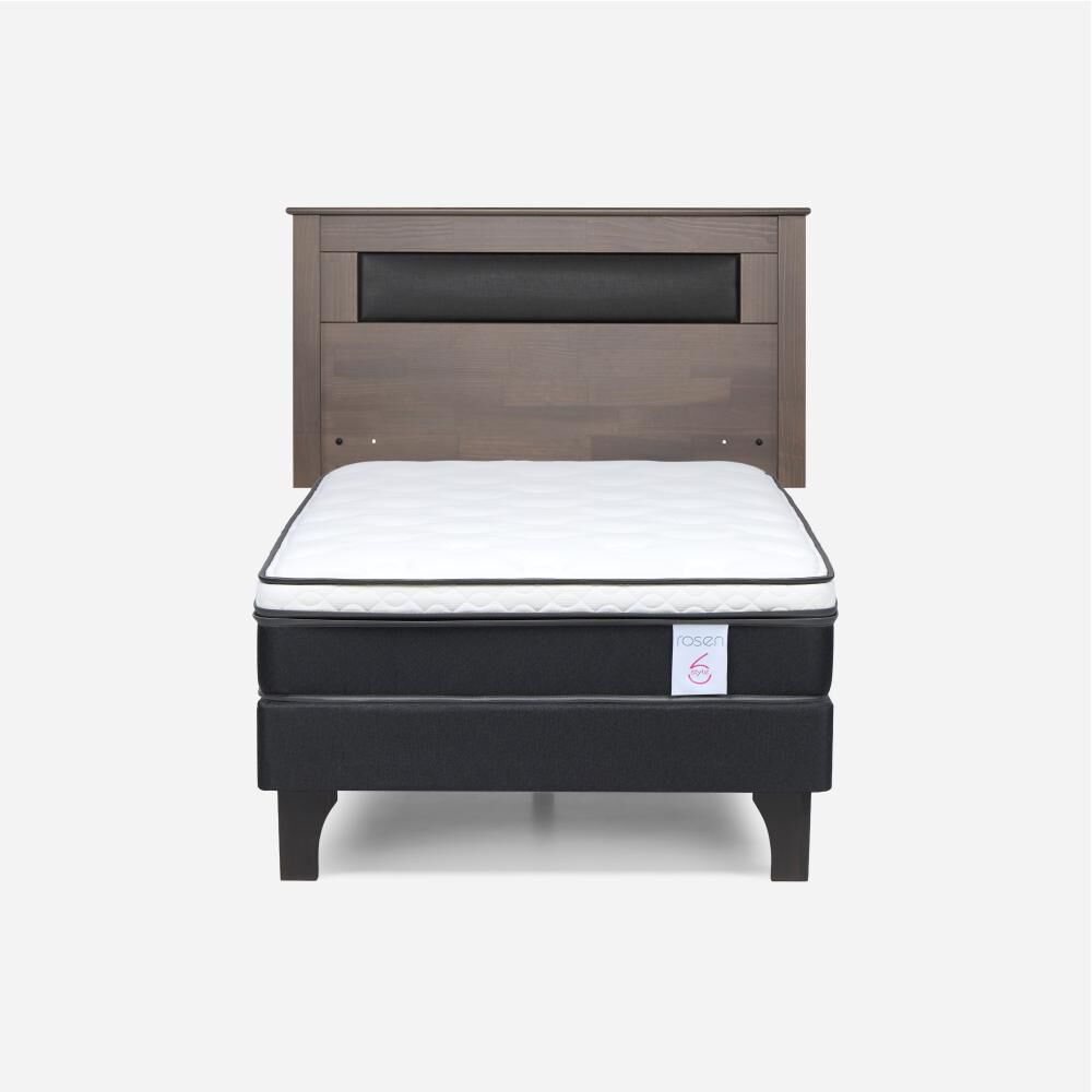 Cama Europea Rosen New Style 6 / 1 Plaza / Base Normal  + Respaldo Ferrara Gris image number 0.0