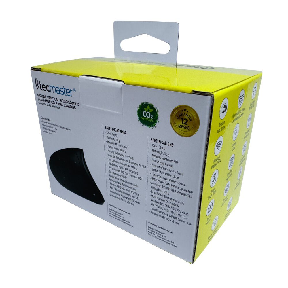 Mouse Vertical Ergonómico Inalámbrico Para Zurdos image number 5.0