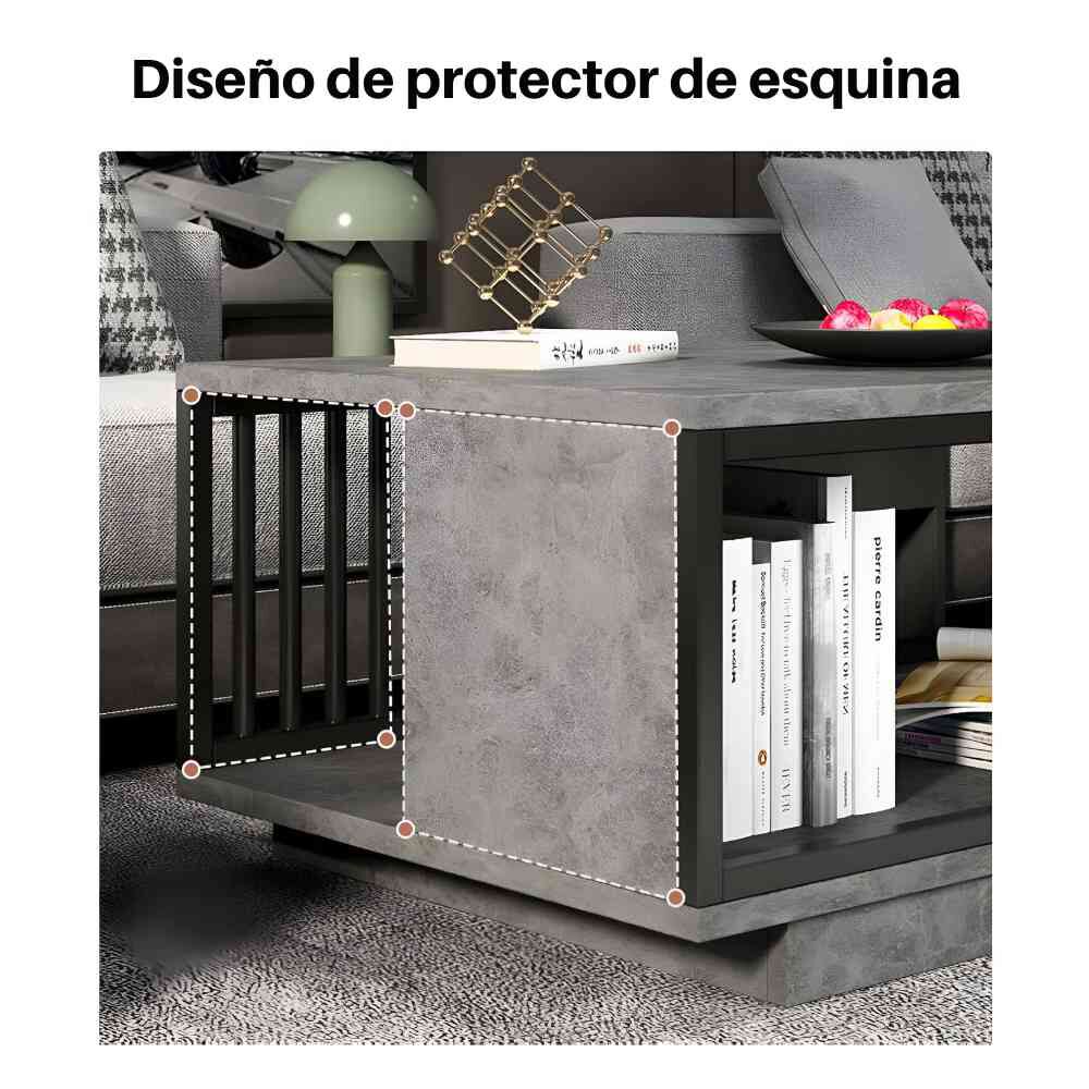 Mesa De Centro Para Living Con 2 Niveles 100x50x40 Gris image number 3.0