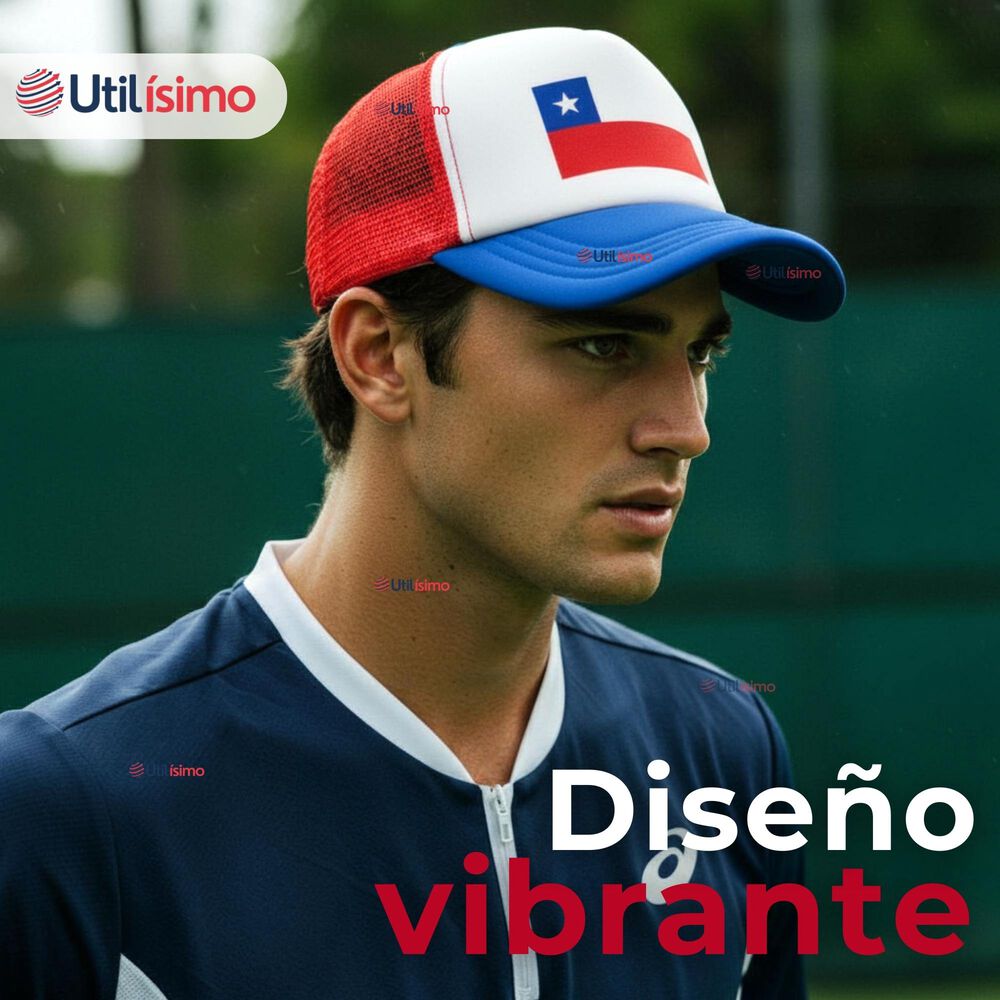 Gorro Jockey Talla &Uacute;nica Ajustable Malla Poli&eacute;ster Estampado Chileno image number 2.0