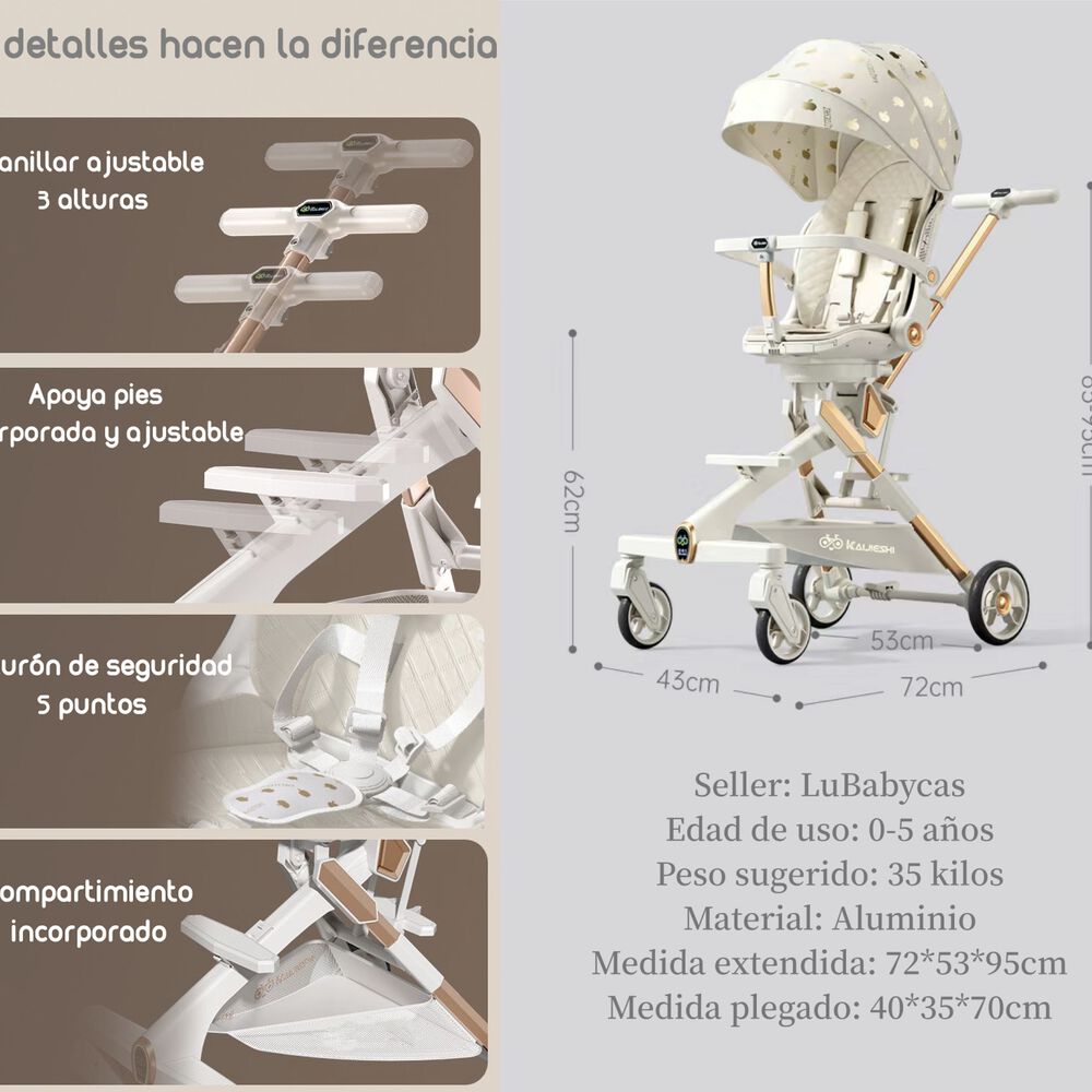 Coche De Paseo 360° Con Mesita Lubabycas Negro image number 5.0