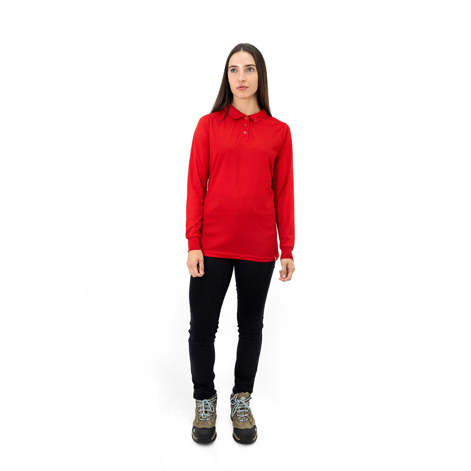 Polera Cooldry Quebec Manga Larga Rojo Mujer image number 4.0
