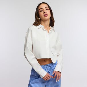 Blusa Corta Manga Larga Cuello Camisero Mujer Freedom