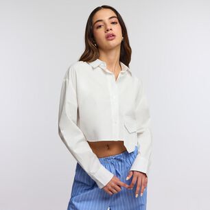 Blusa Corta Manga Larga Cuello Camisero Mujer Freedom