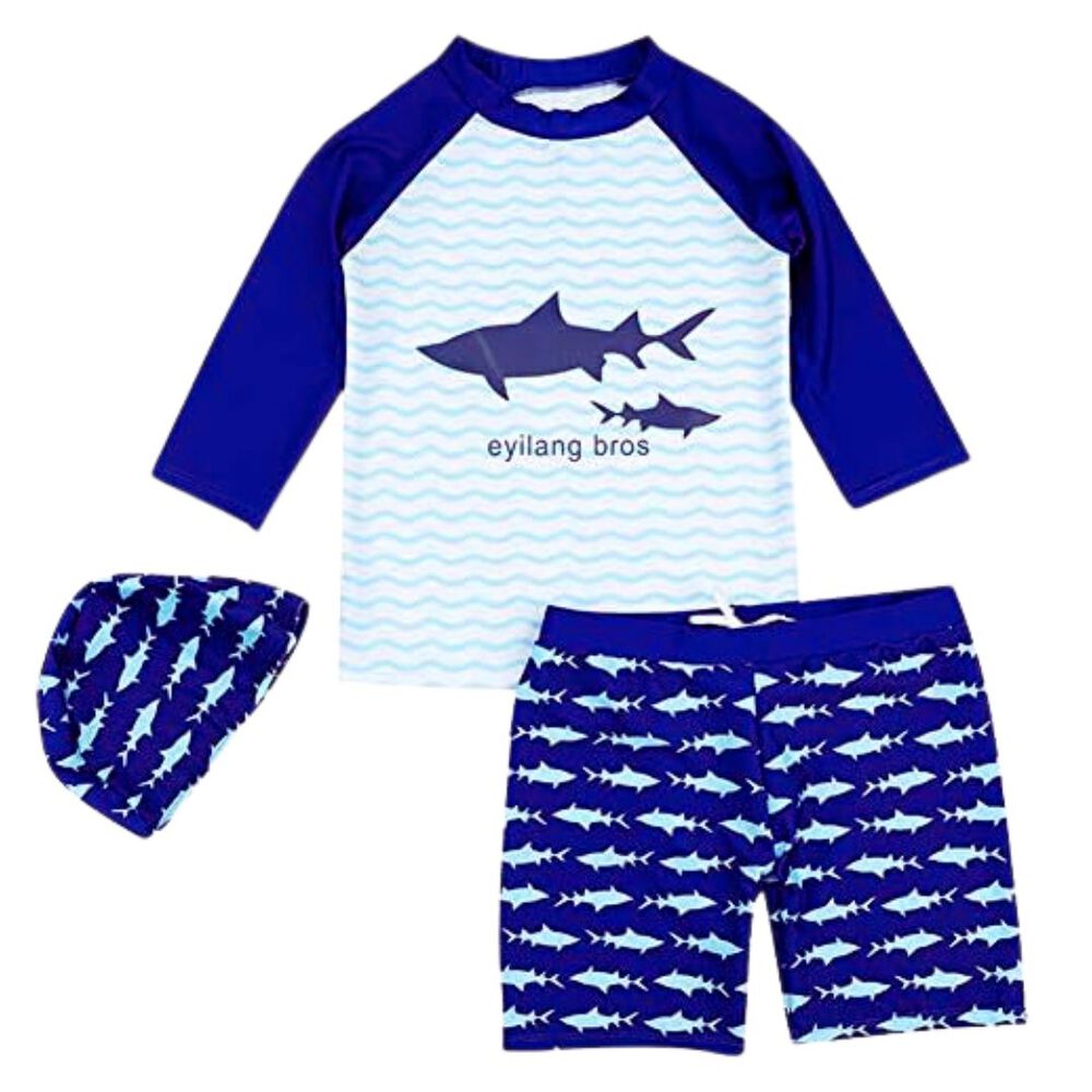 Traje De Baño 3 Piezas Manga Larga Niño Jump Kids Tiburón Azul image number 1.0