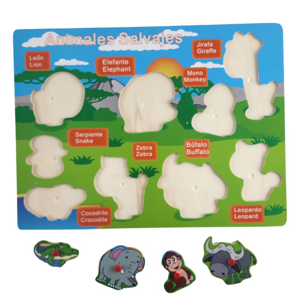 Rompecabezas Did&aacute;ctico Animales Grande Madera 30cm Ni&ntilde;os image number 0.0