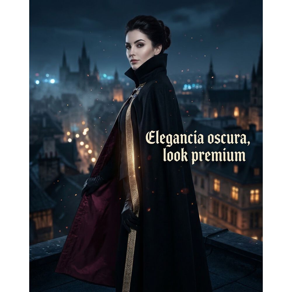 Capa Vampiro Edad Media Con Forro Interior Borde Decorativo image number 6.0