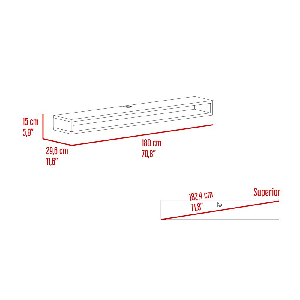 Repisa De Tv 75" Flotante 80x15x29,6 Cm image number 5.0
