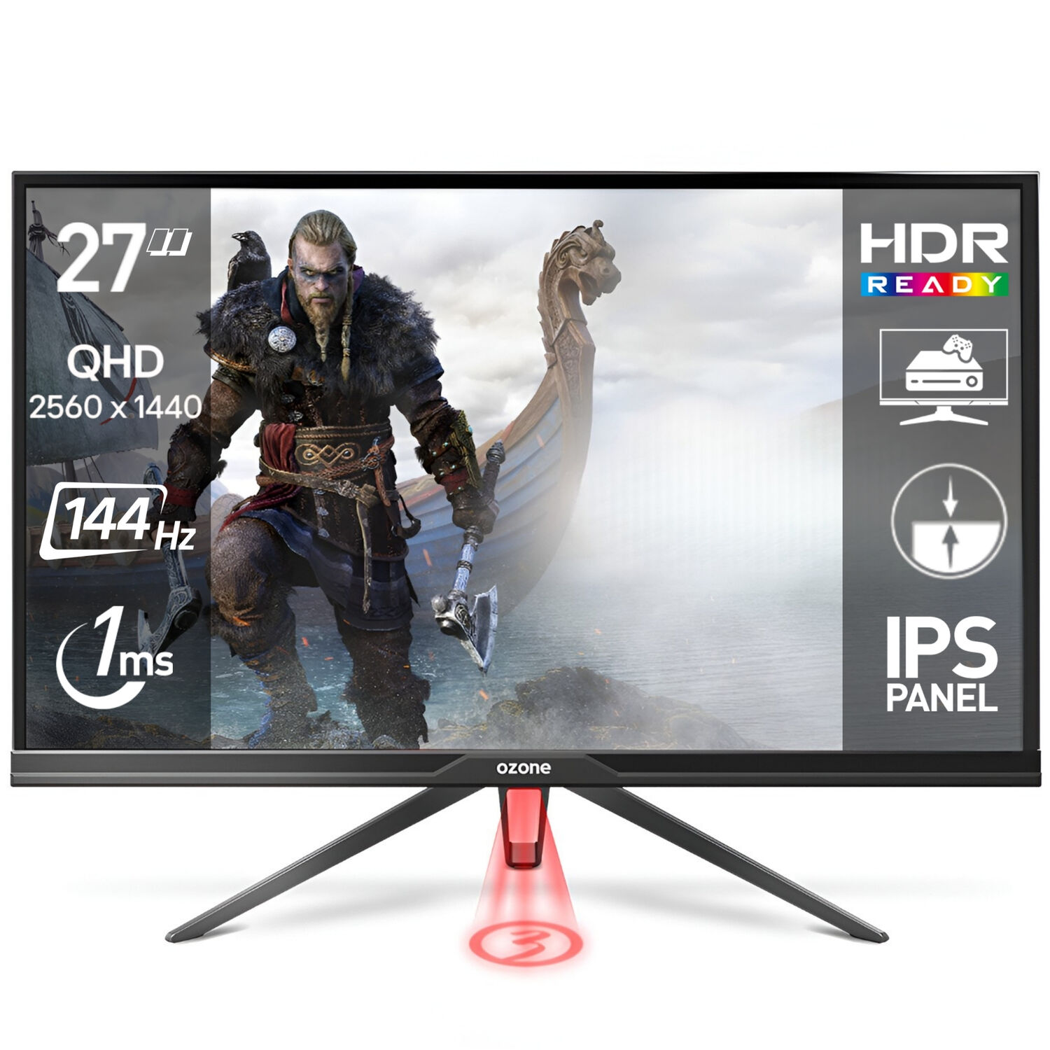 Monitor Gamer Ozone 27" 2k Ips Hdr 144hz 1ms Ultra Flat Ozdsp27ips image number 0.0