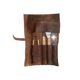 Kit Parrillero Con Estuche De Cuero