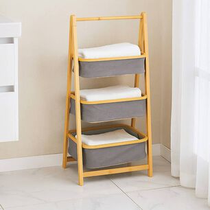 Estante Organizador Plegable 3 Niveles | Cestas De Tela Gris