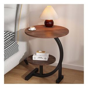 Mesa Auxiliar En Forma De C Redonda De 2 Niveles Living