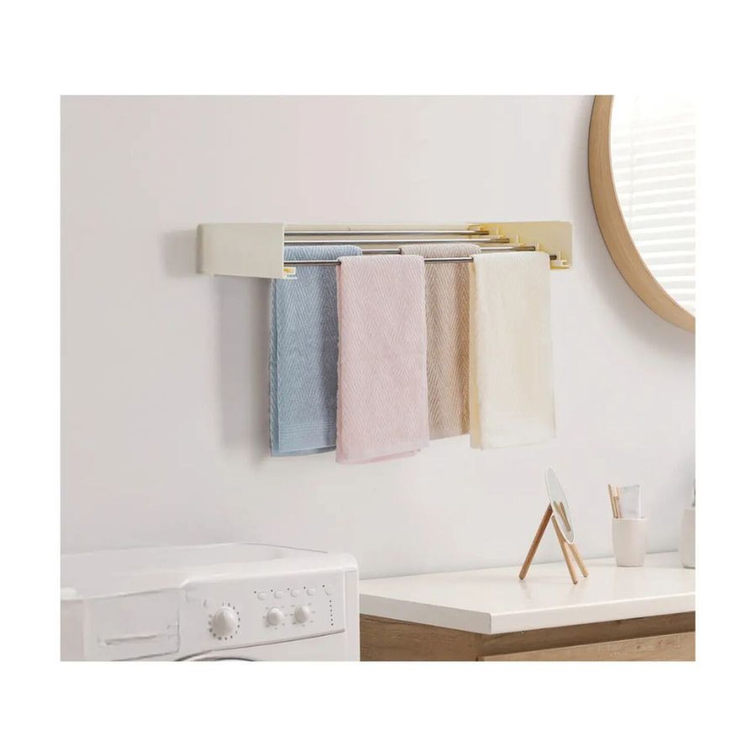 Tendedero Retr&aacute;ctil De Pared Extensible Toallas Ba&ntilde;o Ropa image number 6.0