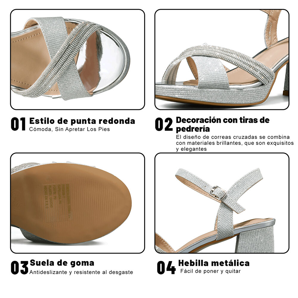 Sandalia Taco De Moda Con Pedrería Mujer Weide You536 image number 7.0