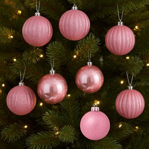 10 Bambalinas Esfera Navideña 6cm Oro Rosa Adorno Decoración