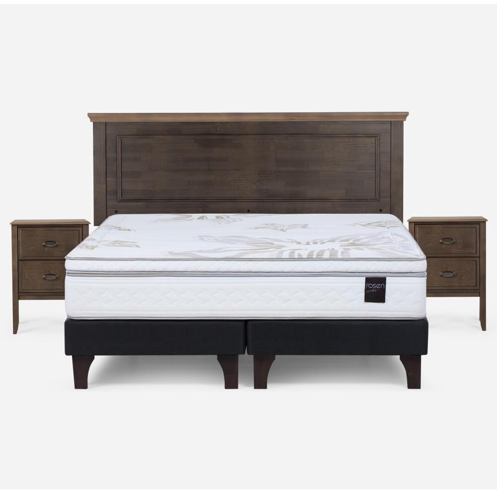 Cama Europea Rosen Art 4 / King / Base Dividida + Set De Maderas Anna image number 0.0