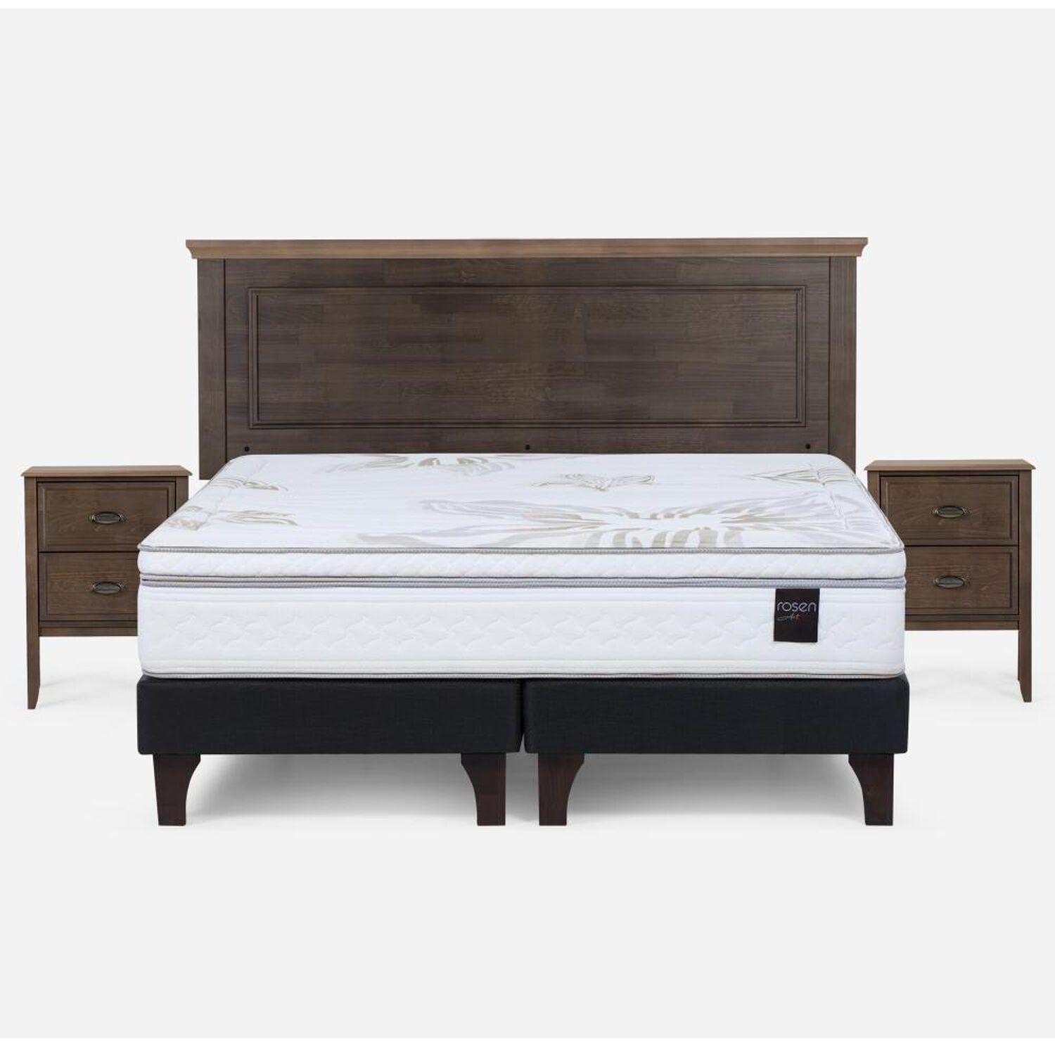 Cama Europea Rosen Art 4 / King / Base Dividida + Set De Maderas Anna image number 0.0
