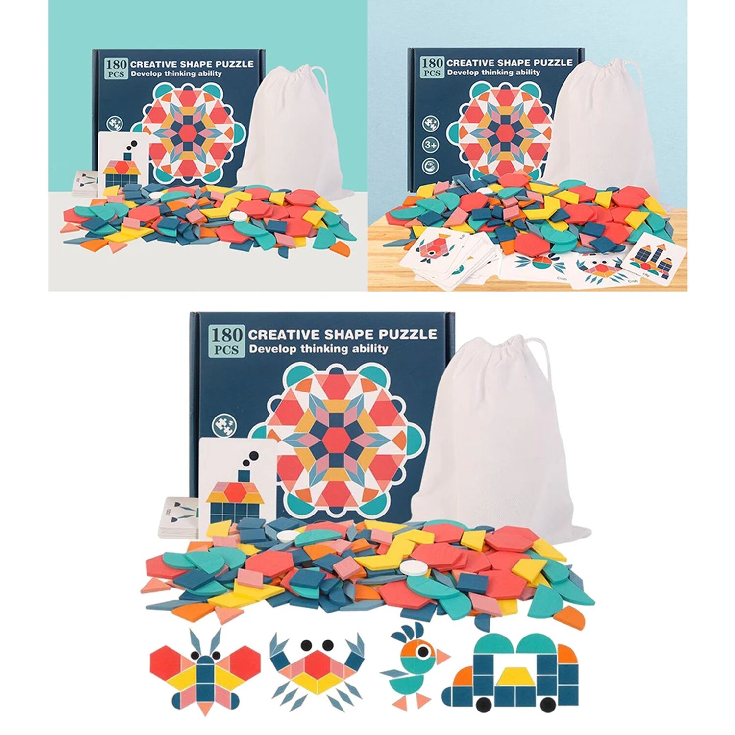 Set Juguete De Madera Rompecabezas Puzzles Ni&ntilde;os 155 Pcs image number 2.0