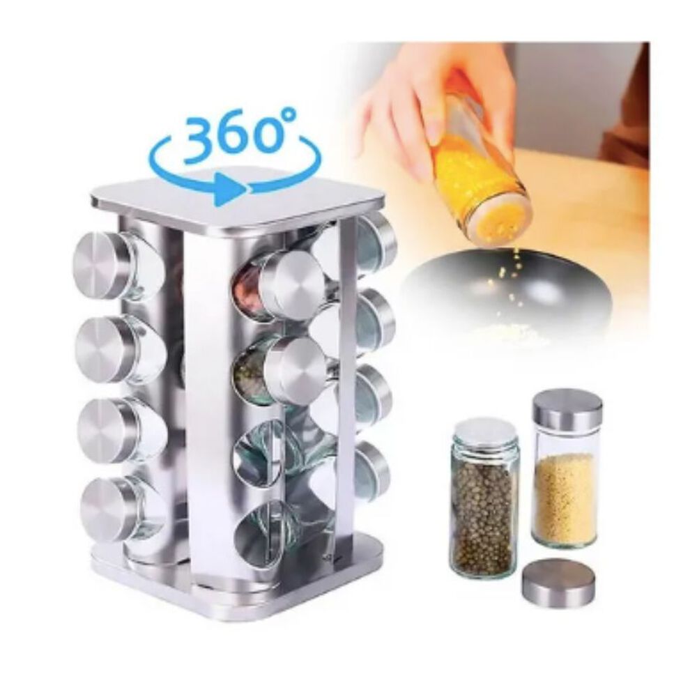 Especiero 16 Condimentos Giratorio Acero Inoxidable image number 1.0
