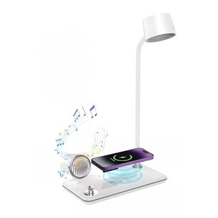 Lampara Escritorio 4en1 Blanca Foco Led Cargador Inalambrico