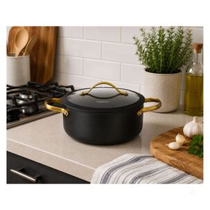 Olla Cacerola Antiadherente Con Tapa Negra 24cm