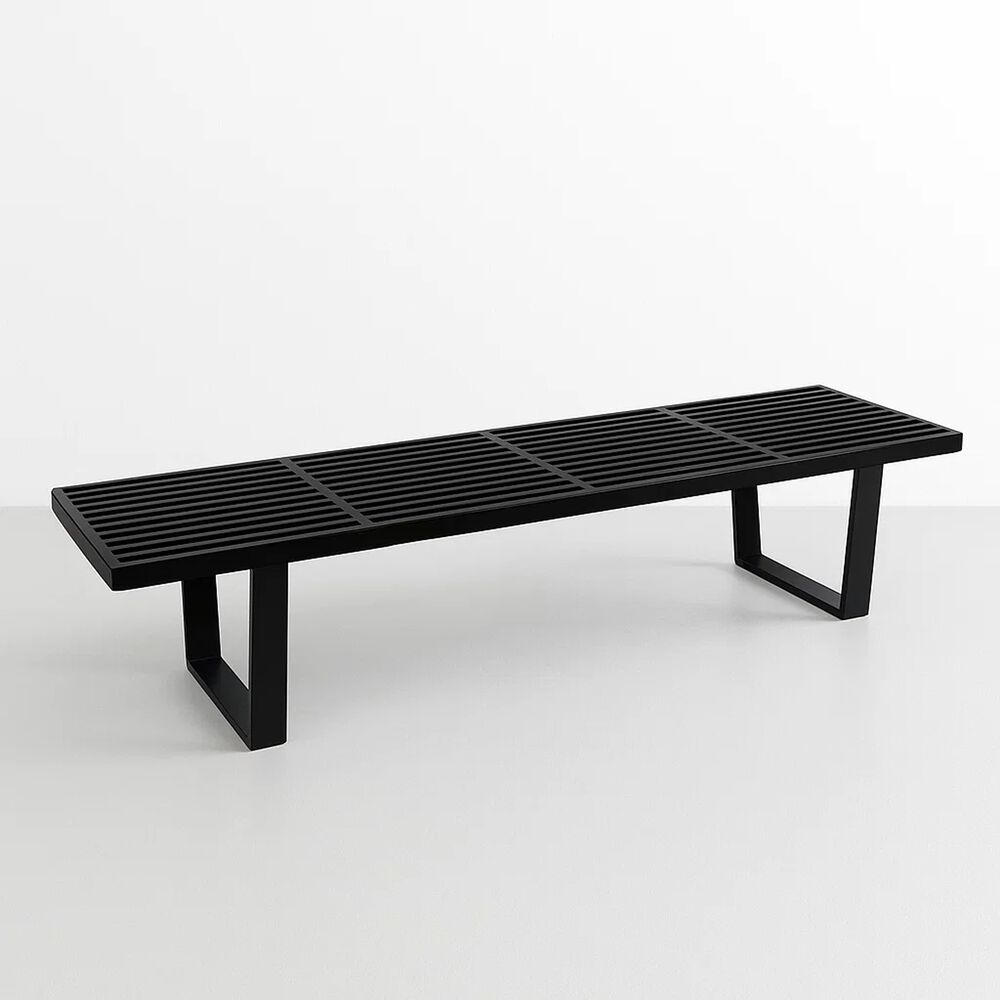 Banqueta De Madera Y Metal George Nelson 160cm - Negra image number 0.0