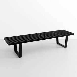 Banqueta De Madera Y Metal George Nelson 160cm - Negra