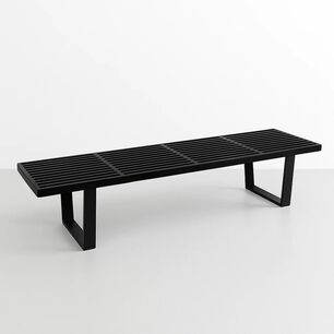 Banqueta De Madera Y Metal George Nelson 160cm - Negra