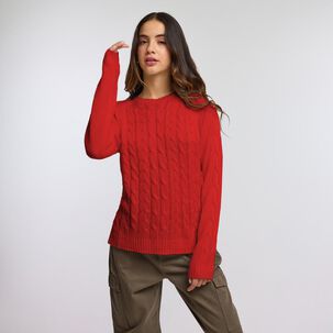 Sweater Trenzado Manga Larga Cuello Redondo Mujer Freedom