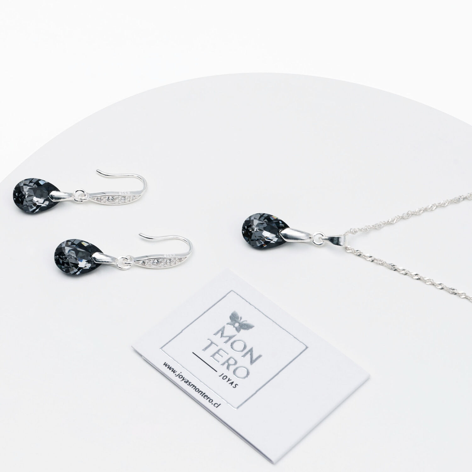 Conjunto Milan Cristal Genuino Silver Night image number 1.0