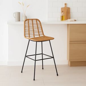 Taburete Alto De Terraza Rattan Grecia Color Madera