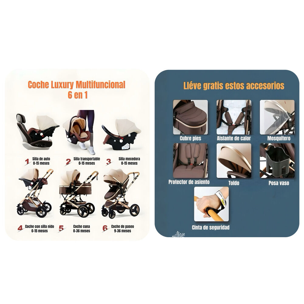Coche Travel System Con Accesorios Café Lubabycas image number 1.0