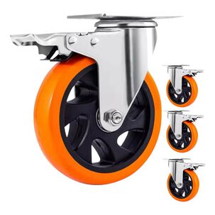 Set X4 Ruedas De 4 Pulgada Giratoria Para Muebles Con Frenos