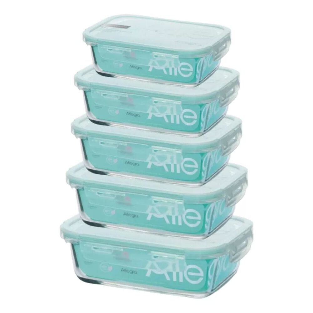 Set 5 Contenedores Hermeticos Vidrio Rectangulares Allegra image number 0.0