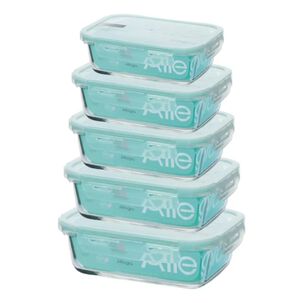 Set 5 Contenedores Hermeticos Vidrio Rectangulares Allegra