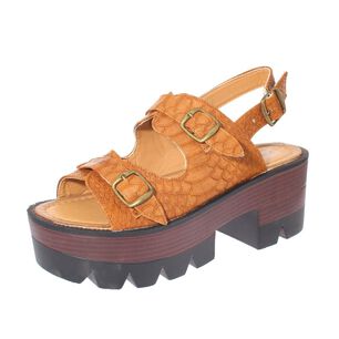 Sandalia Plataforma Croco Tostado V&iacute;a Franca Art. 5cg67706ctostado