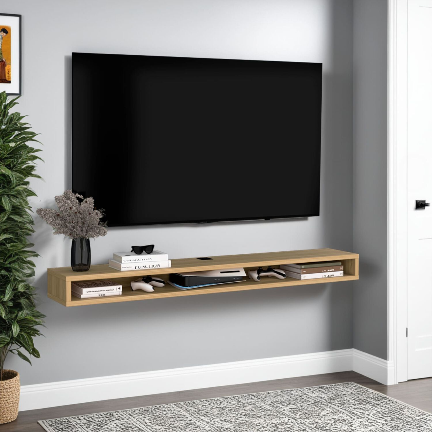 Repisa De Tv 75" Flotante 80x15x29,6 Cm image number 4.0