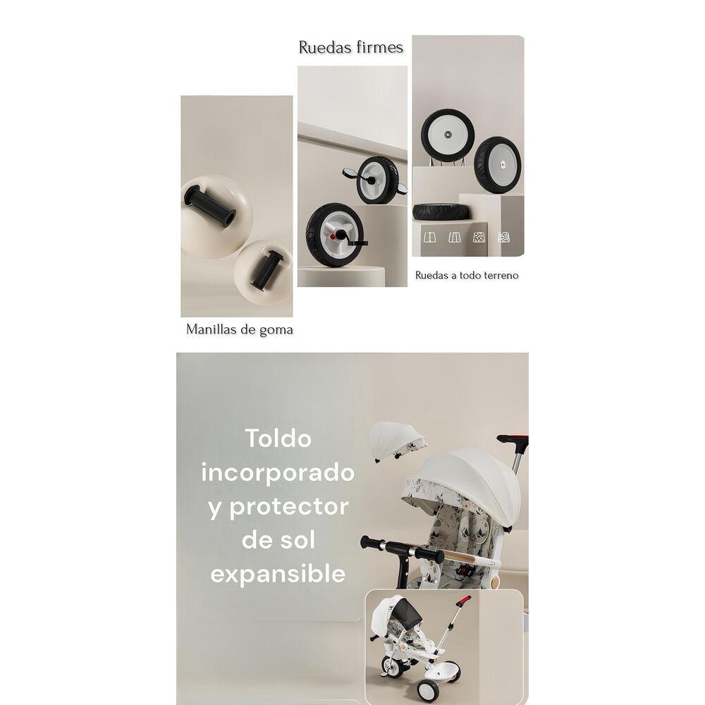 Triciclo Lubabycas 360&deg; Multiposiciones Con Mesita Blanco image number 3.0