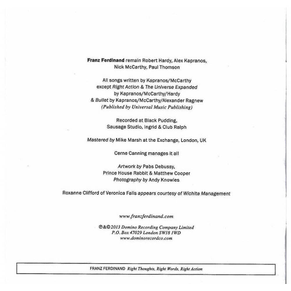 Franz Ferdinand - Right Thoughts, Right Words, Right Action | Cd image number 15.0