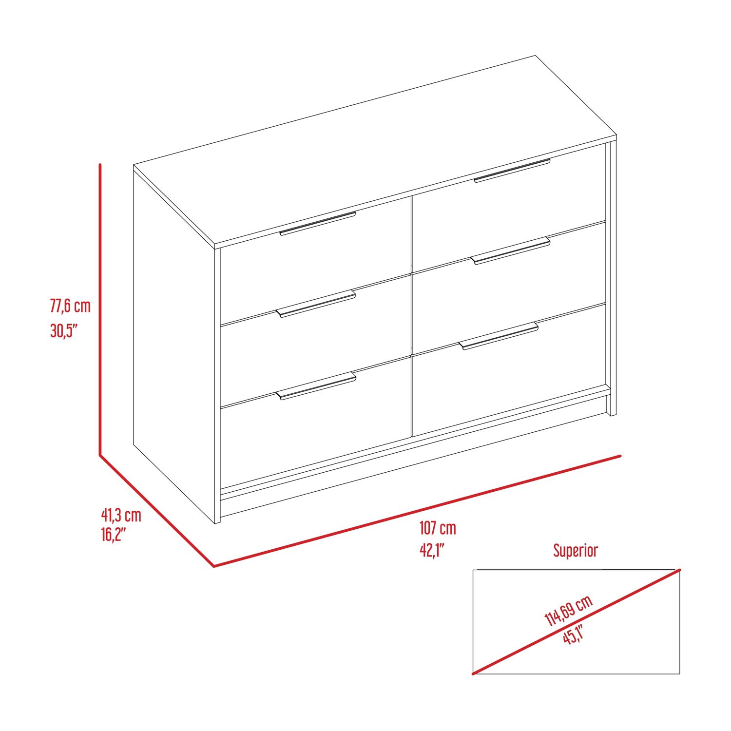Comoda 4 Cajones 2 Puertas Fm-003n - Negro Y Cafe Claro image number 8.0