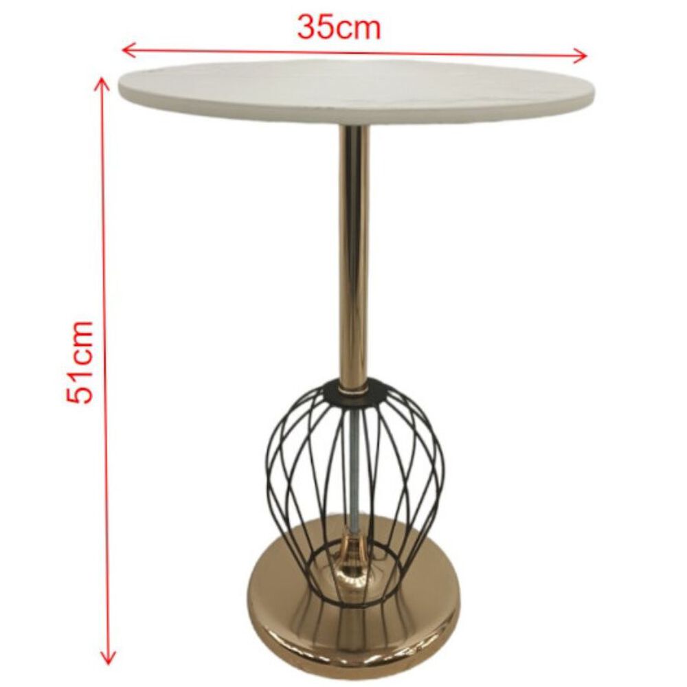 Mesa De Centro Redonda Blanco Con Dorado image number 2.0