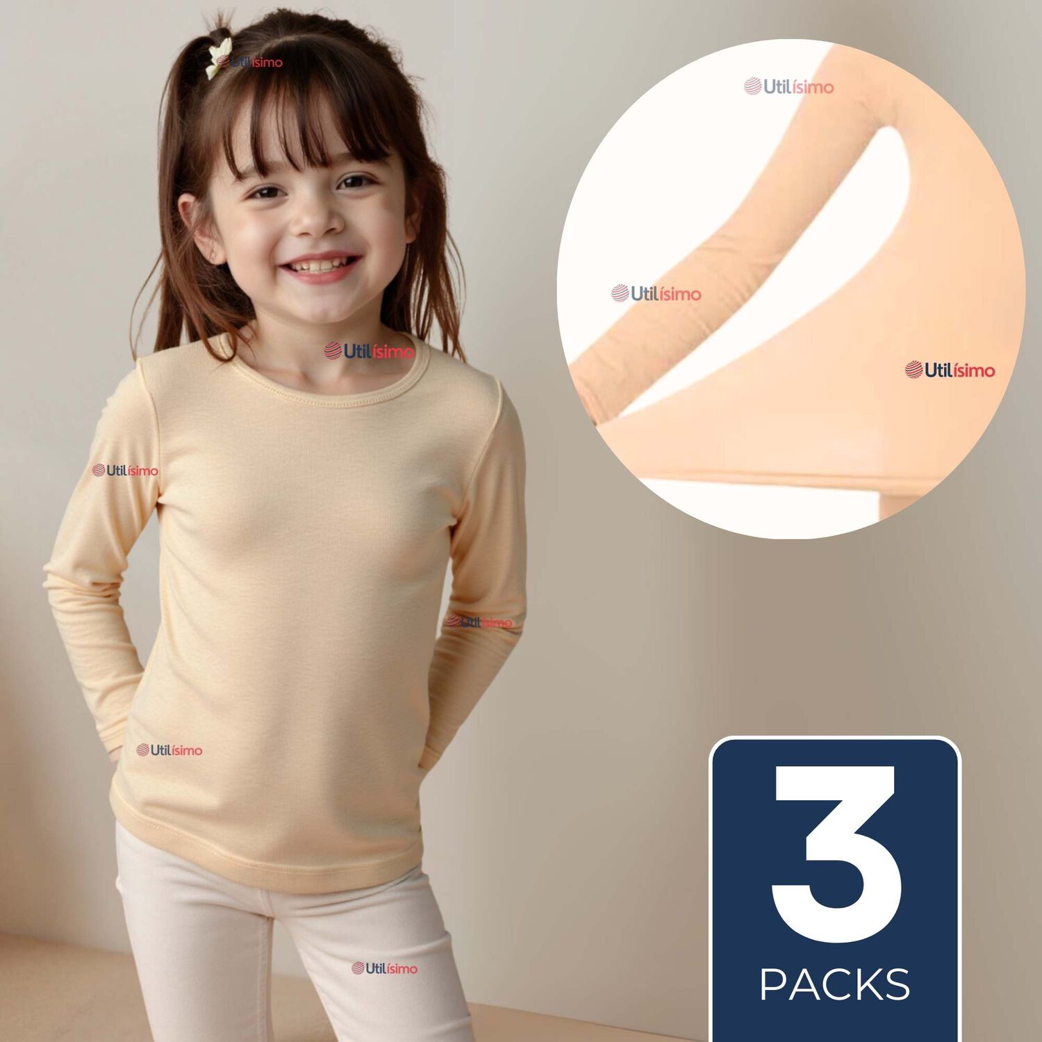 Pack 3 Camiseta El&aacute;stica Transpirable Manga Larga Nylon Segunda Piel image number 0.0