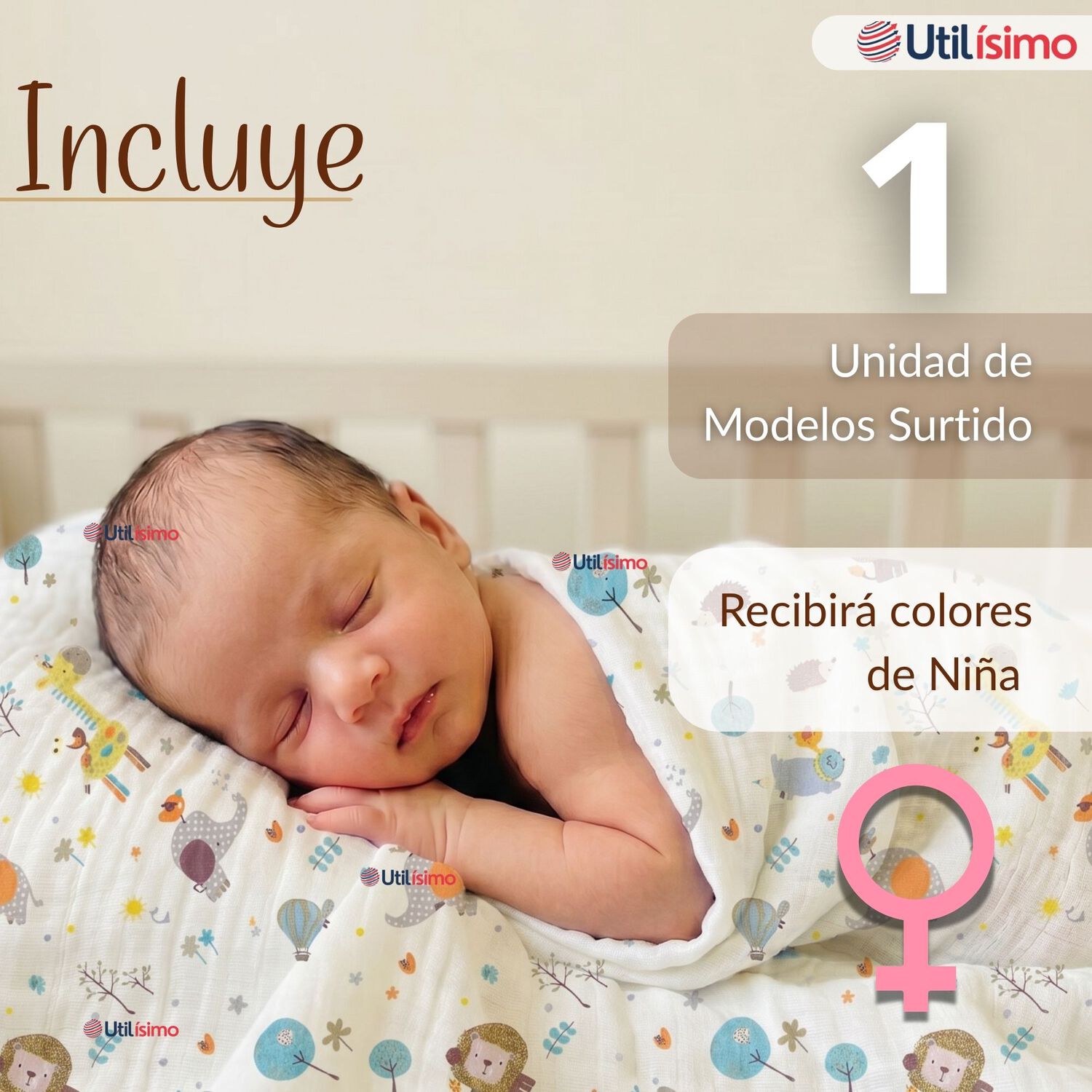 Manta Muselina 70x 70 Cm Beb&eacute; Ni&ntilde;o Multiuso 100% Algod&oacute;n Colores Surtidos image number 1.0