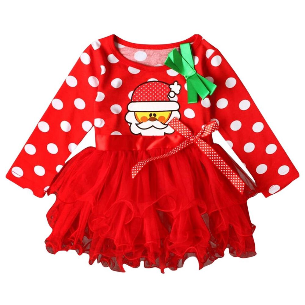 Vestido De Navidad Para Niñas Con Tul Manga Larga 2 A 6 Años Papá Noel image number 1.0