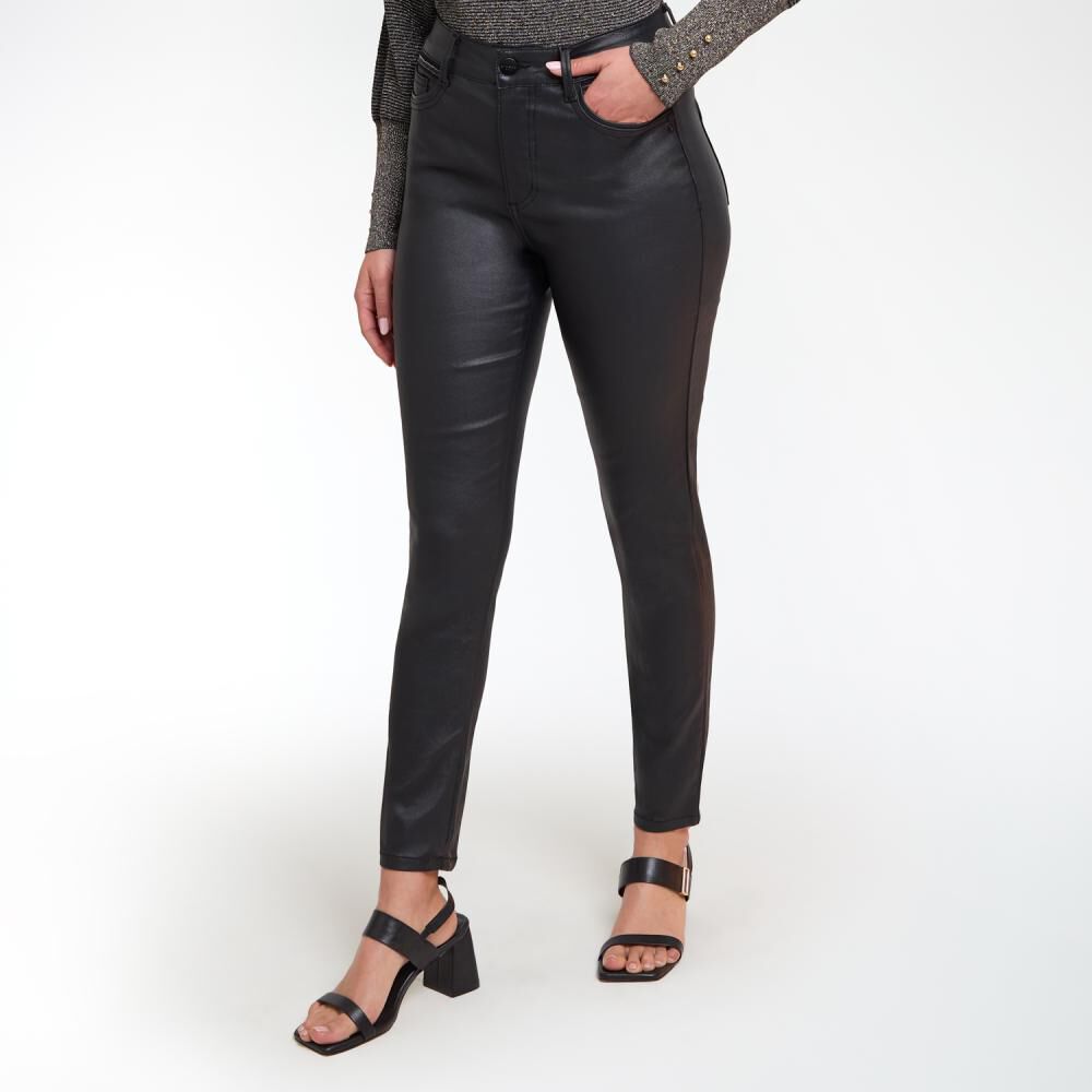 Pantalón Engomado Metalizado Tiro Medio Skinny Mujer Kimera image number 2.0