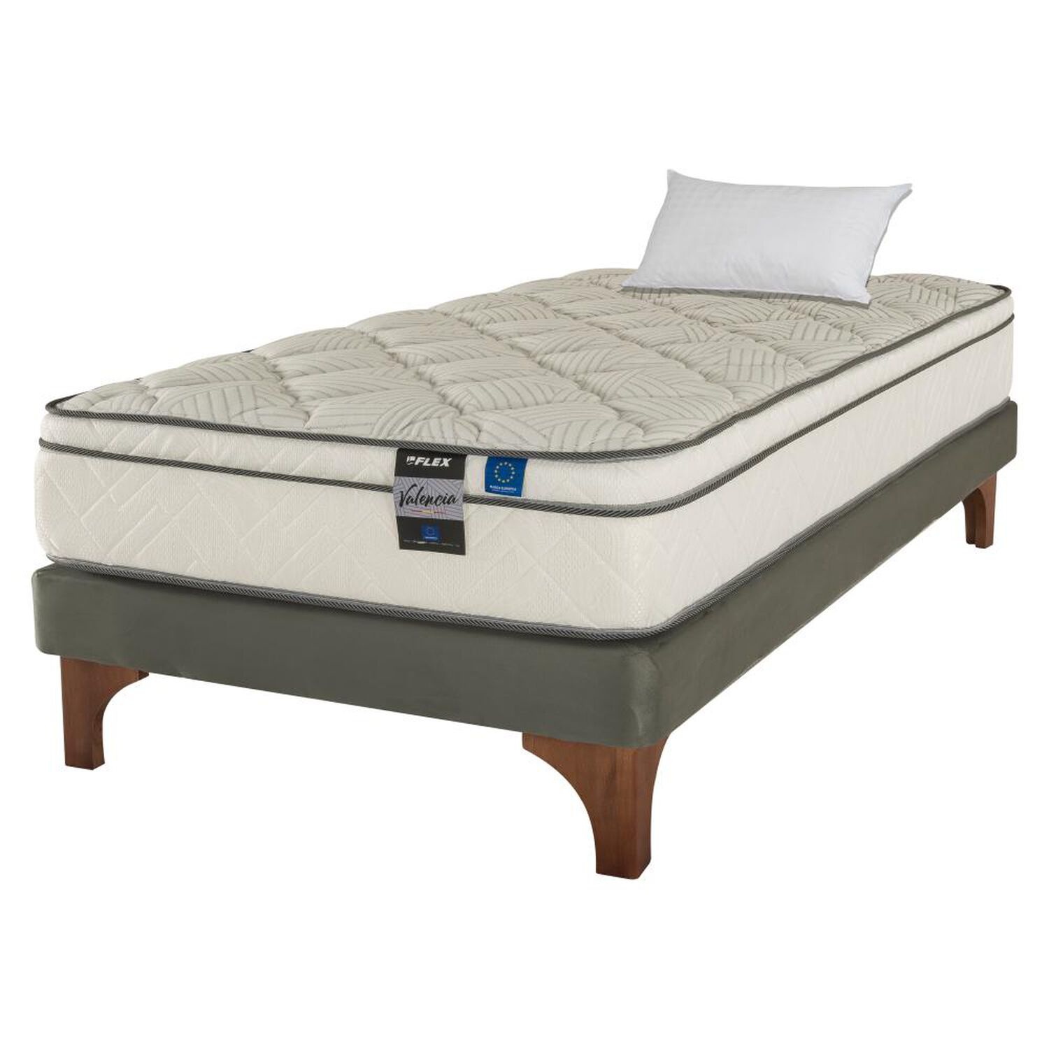 Cama Europea Flex Valencia / 1.5 Plazas / Base Normal + Almohada image number 0.0