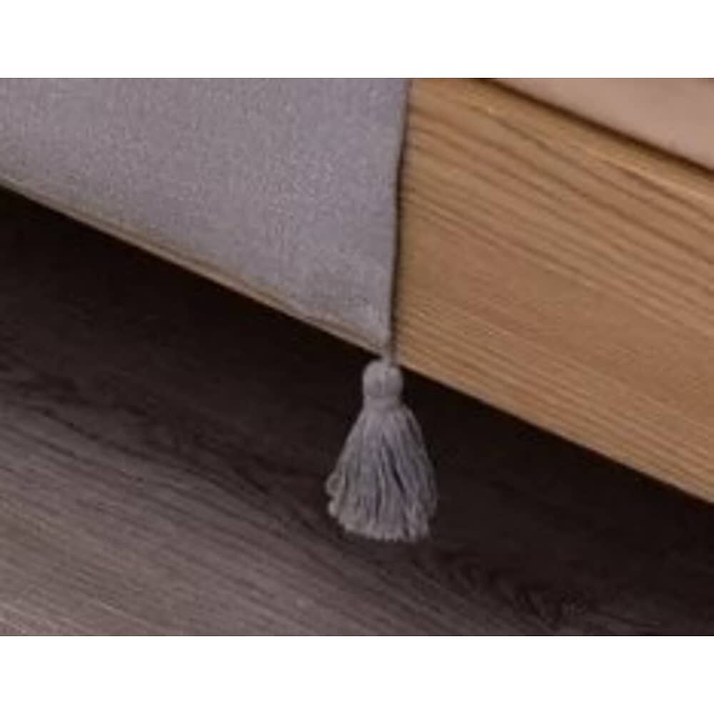 Piecera De Lino Con Pompones Medida 70x210cm King -2 Plazas. Gris Claro image number 2.0