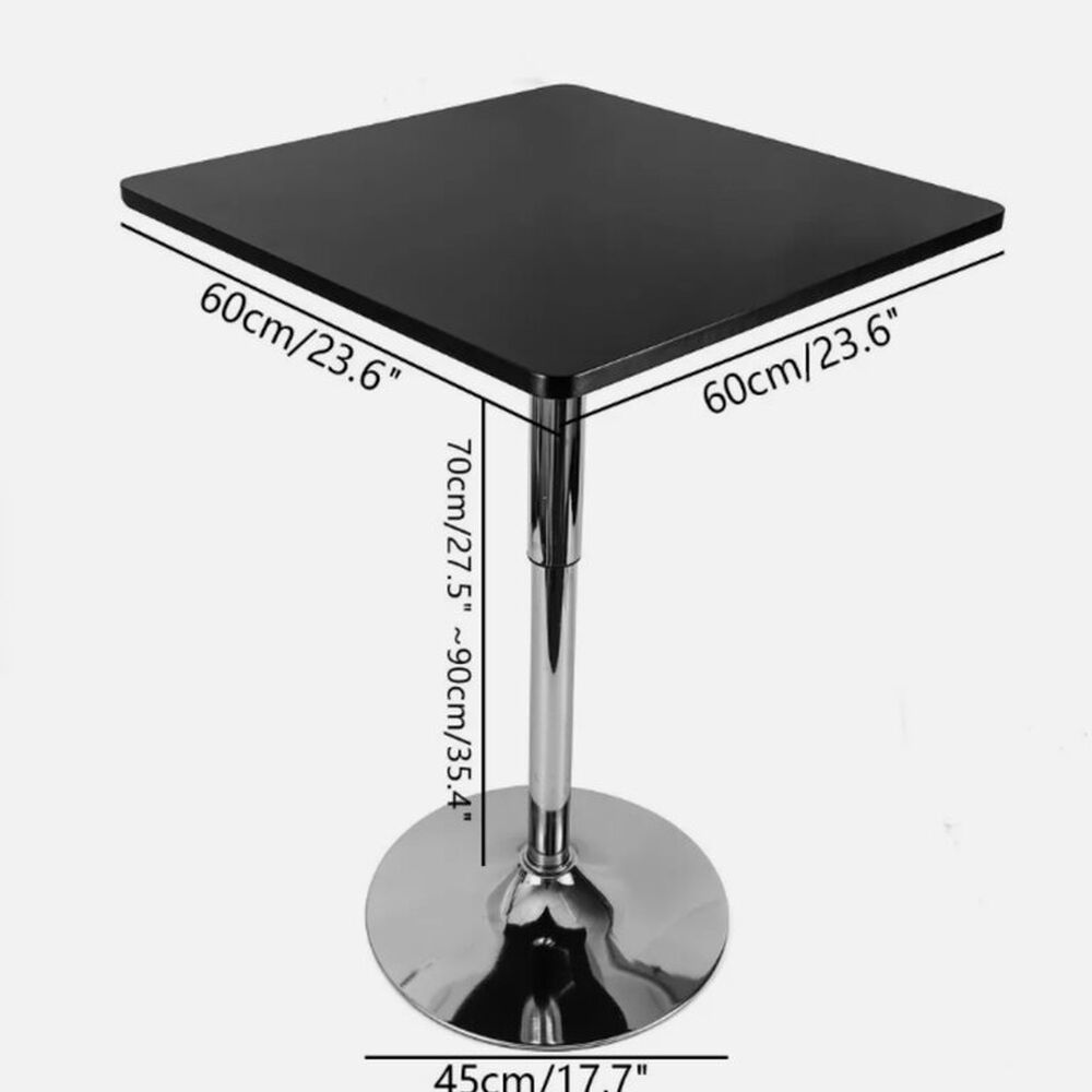 Mesa Bar De Altura Regulable Cuadrada 60 Cm Mdf Color Negro image number 2.0