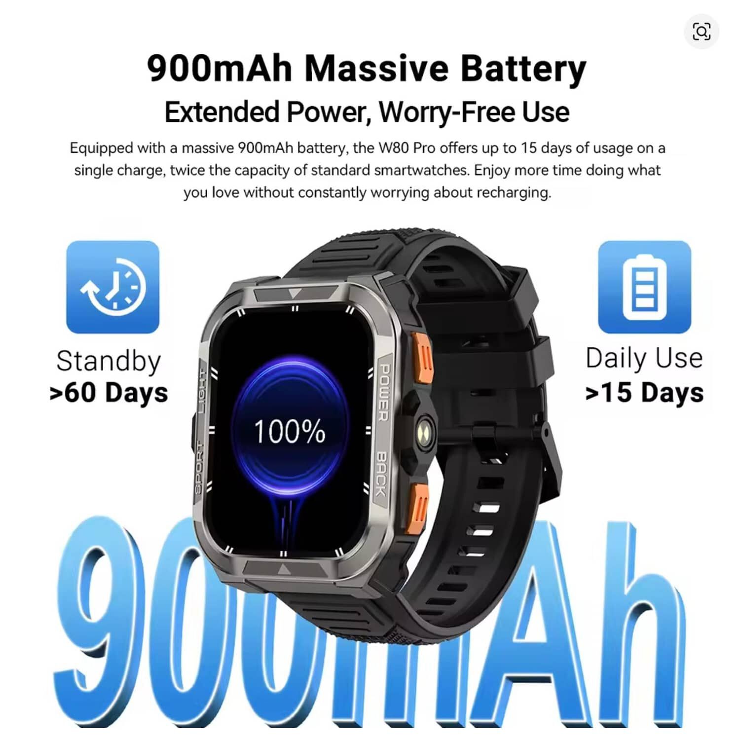 Blackview W80 Pro: Smartwatch Rugerizado, Bater&iacute;a 15 D&iacute;as image number 6.0